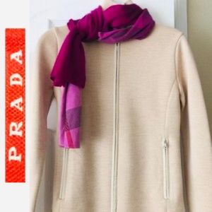 Prada Cream Sweater with Pink Scarf